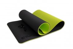 Коврик для йоги 10 мм двухслойный TPE черно-зеленый, арт. FT-YGM10-TPE-BG