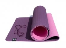 Коврик для йоги 6 мм двуслойный TPE бордово розовый, арт. FT-YGM6-2TPE-4